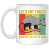 Retro Opossum Let's Eat Trash White Mug