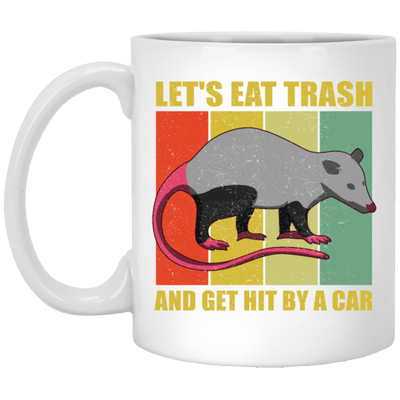 Retro Opossum Let's Eat Trash White Mug