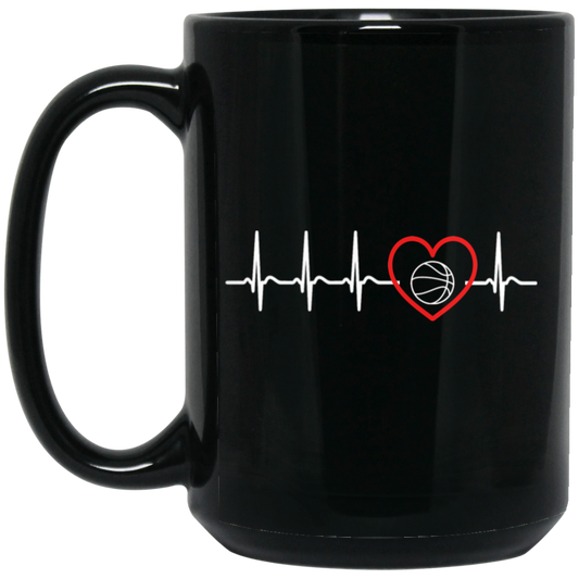 Basketball Lover, Basketball And Heartbeat, My Heart Ball, Really Love Basketball Black Mug