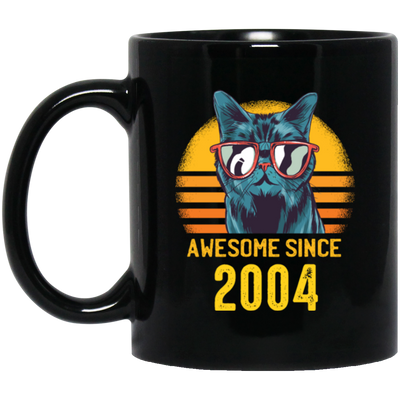 Funny Cats Awesome Since 2004 Birthday Gift Black Mug
