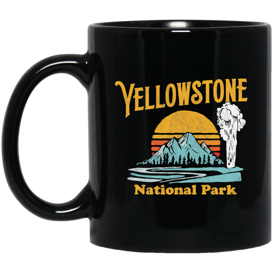 Love National Park, Love Yellowstone, Retro Yellowstone, Yellowstone Vintage Black Mug