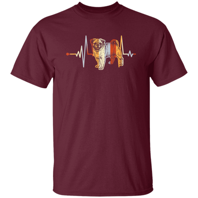 Retro Distressed Heartbeat Pug, Vintage Pug Dog Animal