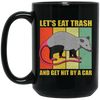 Retro Opossum Let's Eat Trash Black Mug