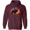 A Bison In Front Of The Sunset, Neon Style, Smooth Lines, Best Of Cow Pullover Hoodie