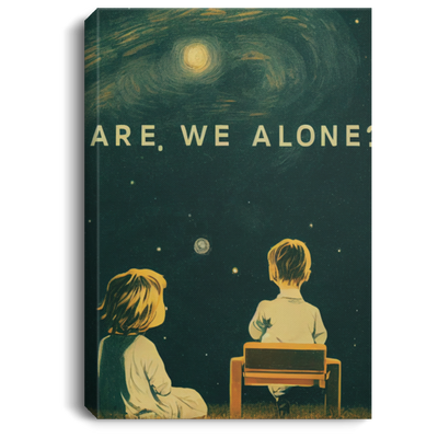 Are We Alone Lonely Young Boy And Girl Sitting Together Next To A Dobsonian Telescope On Starry Night