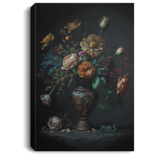 Vintage Flowers Painted, Fresh Flowers In A Clay Vase, Free And Expressive Oil Painting