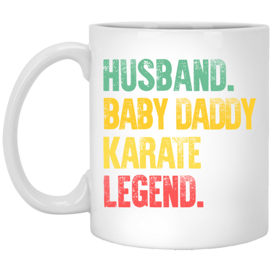 Retro Husband Baby Daddy Karate Legend Dad White Mug