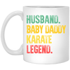 Retro Husband Baby Daddy Karate Legend Dad White Mug