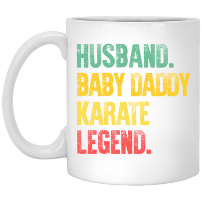 Retro Husband Baby Daddy Karate Legend Dad White Mug