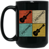 Four Ukulele Great Present For Ukulele Lover Birthday Gift Vintage Black Mug