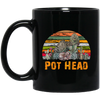 Pot Head Stone Flowers Vintage Retro Sunset Black Mug