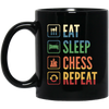 Retro Eat Sleep Chess Repeat Gift Black Mug