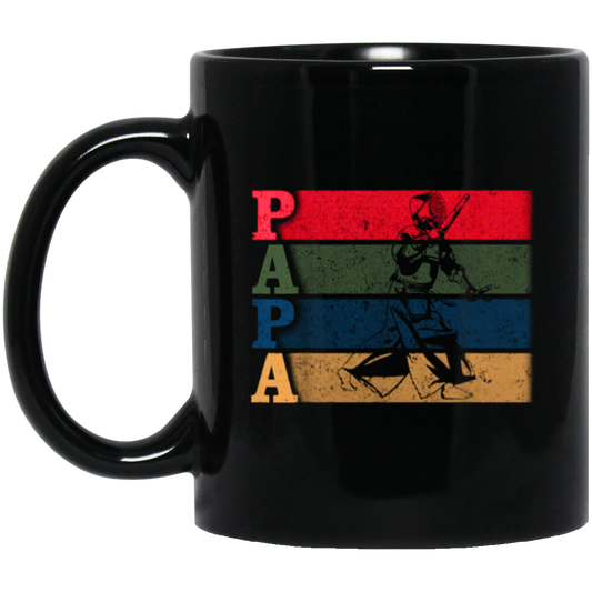 Vintage Martial Art, Retro Kendo Papa, Funny Dad Father Loe Gift Black Mug