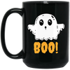 Ghost Boo Halloween, Horror Funny Saying, Love Halloween Black Mug