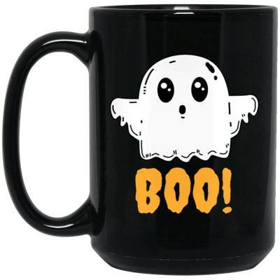 Ghost Boo Halloween, Horror Funny Saying, Love Halloween Black Mug