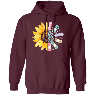 Sunflower Lover, Pretty Sunflower Crocheting Knitting For Women, Love Knitter Pullover Hoodie