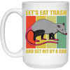 Retro Opossum Let's Eat Trash White Mug