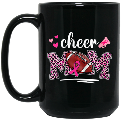 Mom Gift, Cheer Mom, American Football Gift, Rugby Football, Mom Love Sport Black Mug