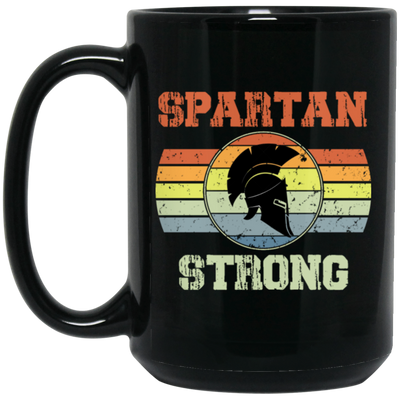 Spartan Strong, Force We Are Stronger, Vintage Spartan, Spartan Retro Style Black Mug