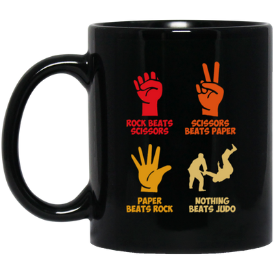 Rock Beats Scissors Beats Paper Beats Rock But Nothing Beats Judo Retro Black Mug