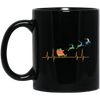 Retro Heartbeat Santa With Deers Black Mug