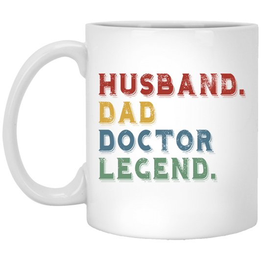 Retro Husband Dad Doctor Legend White Mug