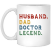 Retro Husband Dad Doctor Legend White Mug