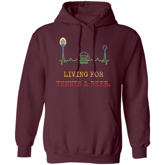 Retro Living for Tennis and Beer Funny Tennis Gift Pullover Hoodie