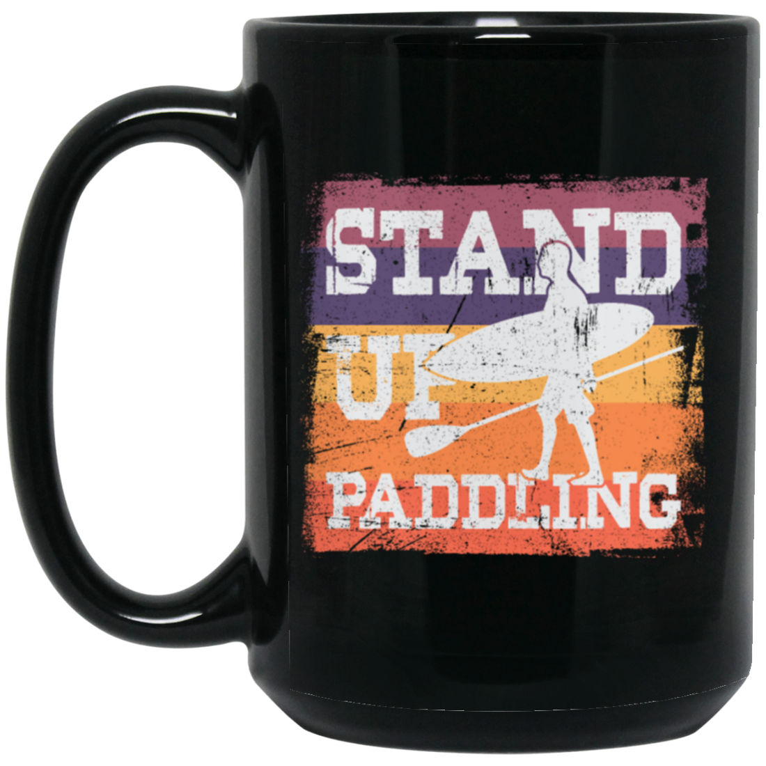 Birthday Gift Stand Up Paddling Surfboard Retro Black Mug