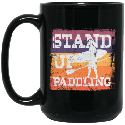 Birthday Gift Stand Up Paddling Surfboard Retro Black Mug