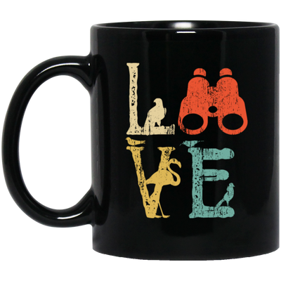 Vintage Birdwatching Bird Watchers, Retro Camera Love Gift Black Mug