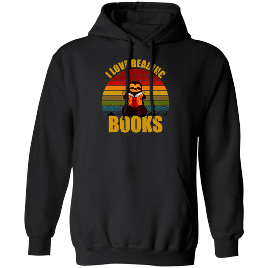 Sloth I Love Reading Books Pullover Hoodie