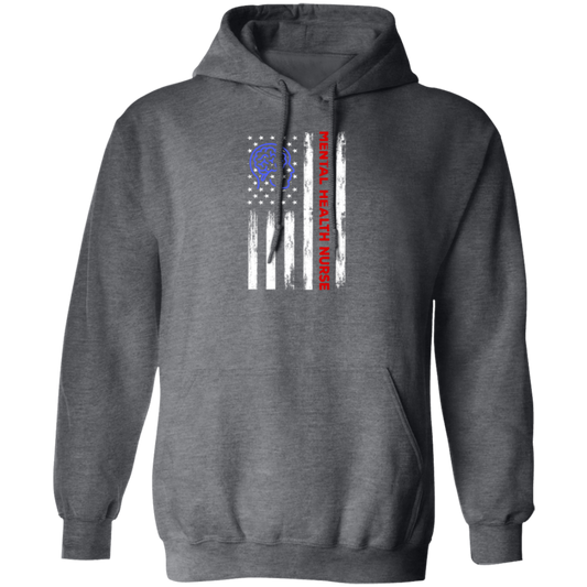 American Flag, Mental Health Nurse, American Psych Nurse, Love Nurse Gift Pullover Hoodie