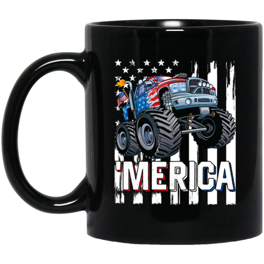 America Lover, Monster Truck USA Flag, Patriotic Boy Lover