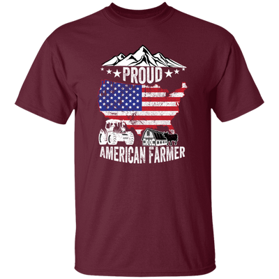American Flag, Proud American Farmer, Tractor Love Gift, American Farmer Unisex T-Shirt
