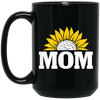 Mom Present, Sunflower Mom, Best Mother Ever, Half Sunflower, Sunflower Lover Black Mug