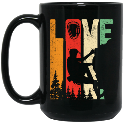 Retro Cool Rock Climbing, Mountain Climbing Tools Black Mug