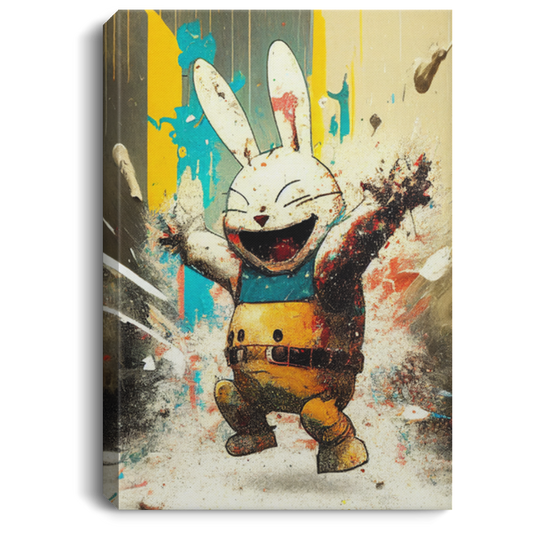 Fun Rabbit, Happy Rabbit Art, Rabbit Anime, Retro Material Canvas