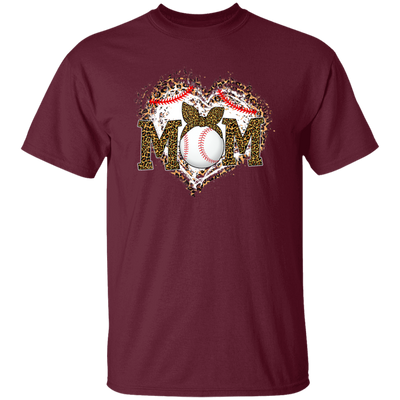 Funny Baseball Mom, Leopard Heart Mom, Ball Sport Lover Gift, Leopard Baseball Unisex T-Shirt