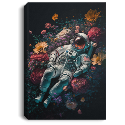 Astronaut Laying On Flowers, Astronaut Between The Flower Universe Canvas
