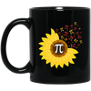 Sunflower Pi, Pi Number, 100 Days Of School Math, Love Mathemetic Gift Idea Black Mug