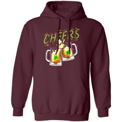 Patrick Party, Cheers With Beers And Shamrock, Love Beer And Shamrock Pullover Hoodie