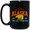 Cool Alaska The Last Frontier Grizzly Bear Souvenir Vintage Black Mug