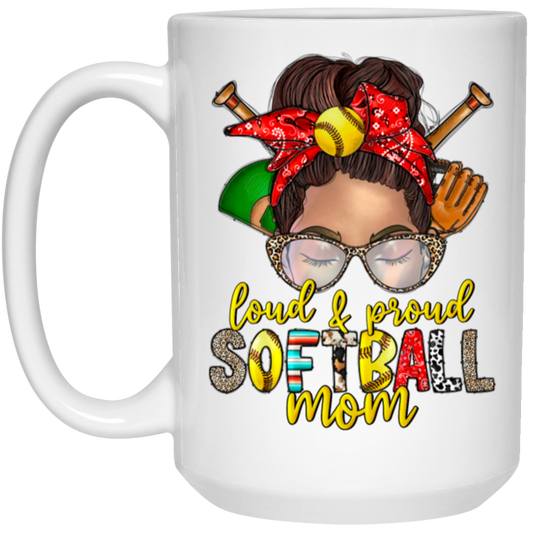 Best Softball, Loud And Proud Softball Mom, Love Softball, Love Sport Gift, Mom Gift White Mug