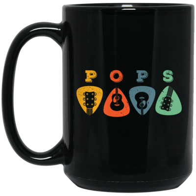 Pops Guitar, Guitar Picks, Retro Guitarist Black Mug