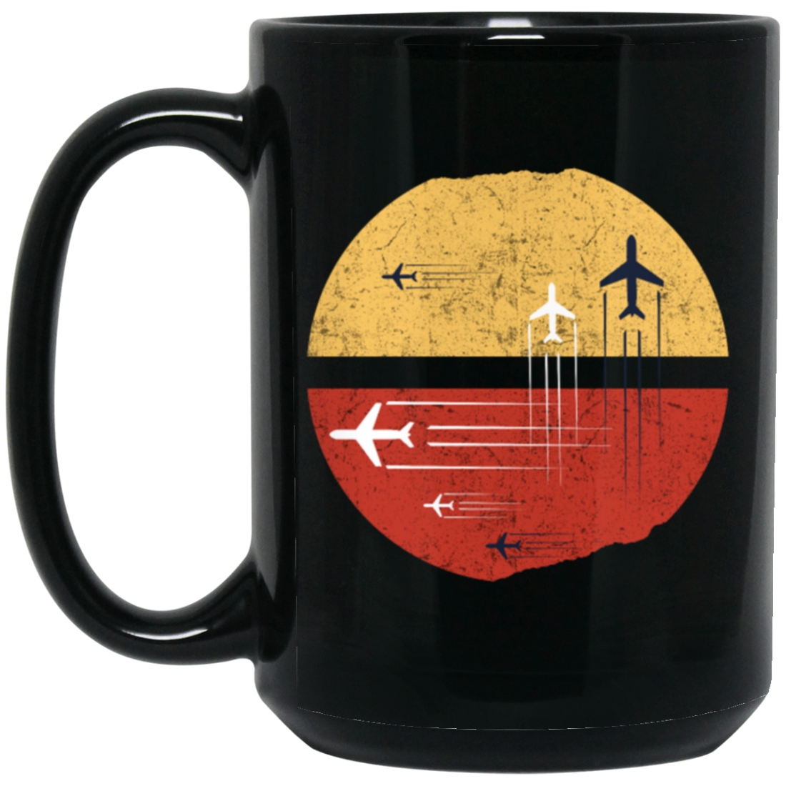 Black And White Aircraft With Circle Jet Fighter Jet Christmas Flying Gift Black Mug