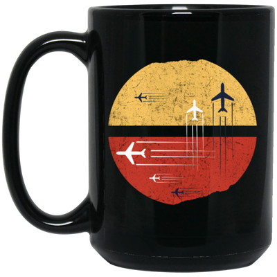 Black And White Aircraft With Circle Jet Fighter Jet Christmas Flying Gift Black Mug