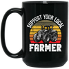 Farming Love Gift, Support Your Local Farmer, Best Farmer Lover, Retro Farm Gift Black Mug