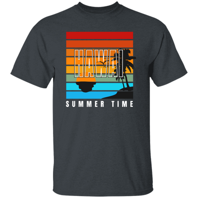 Retro Hawaii Summer Time Coconut Tree Siluet Half Left Gift Unisex T-Shirt