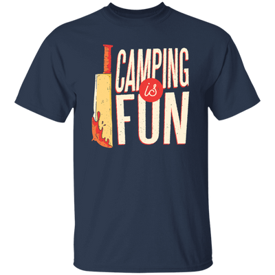 A Bloody Knife Saying Camping Is Fun Funny And Sacrastic Camper Outdoor Unisex T-Shirt